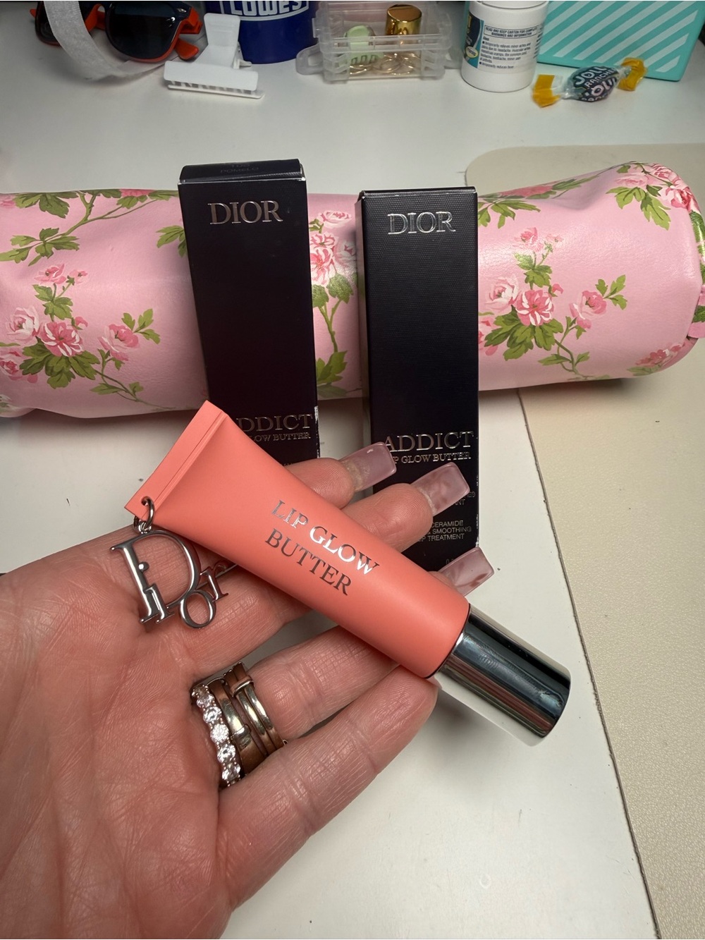 Dior Lip Glow Butter — Coral Peach Hydrating Balm 2 pack NWT